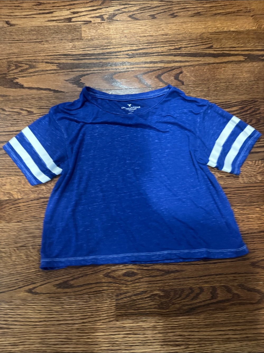 American Eagle Outfitters Short Sleeve Blue Shirt Cropped Top in Size XS